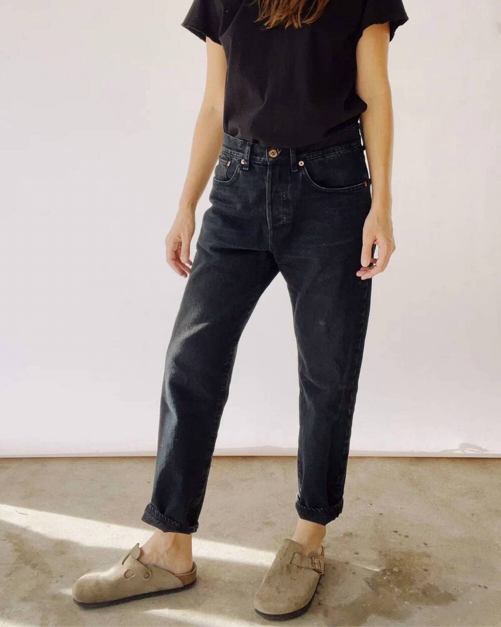 NEW HEY GANG loose crop jeans in washed black